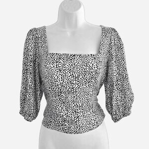 Lucy Paris Polka Dot Square Neck Cropped Blouse